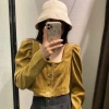 Áo nhung tăm khuy tay croptop nữ, nhẹ thoáng, giảm giá 103.500đ, trẻ trung 2