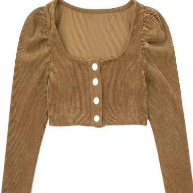 Áo nhung tăm khuy tay croptop nữ, nhẹ thoáng, giảm giá 103.500đ, trẻ trung