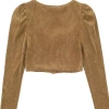 Áo nhung tăm khuy tay croptop nữ, nhẹ thoáng, giảm giá 103.500đ, trẻ trung 4