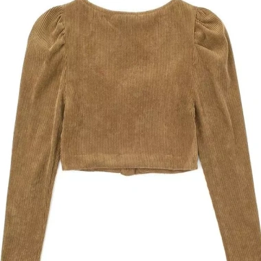 Áo nhung tăm khuy tay croptop nữ, nhẹ thoáng, giảm giá 103.500đ, trẻ trung