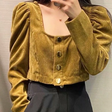 Áo nhung tăm khuy tay croptop nữ, nhẹ thoáng, giảm giá 103.500đ, trẻ trung