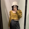Áo nhung tăm khuy tay croptop nữ, nhẹ thoáng, giảm giá 103.500đ, trẻ trung 7