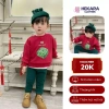 Áo Nỉ Bé Đỏ In Bánh Chưng và Chữ Tết, Cotton Dày Dặn, Phong Cách Truyền Thống, Giá 135k