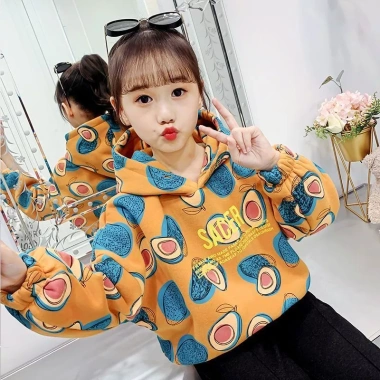 Áo nỉ bé gái lót lông cừu – Phong cách mới, dày dặn, chui đầu, giảm 20% 3