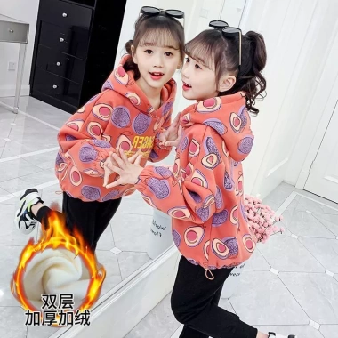 Áo nỉ bé gái lót lông cừu – Phong cách mới, dày dặn, chui đầu, giảm 20% 10