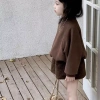 Áo nỉ cà phê Mori Retro Hàn Quốc + Váy ngắn lông xù hai mảnh lót lông cừu - Giá 361k 3