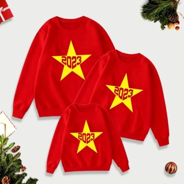Áo nỉ cờ đỏ sao vàng cho bé và cặp đôi - Sweater nỉ bông ấm, giảm giá chỉ 65.000đ 3