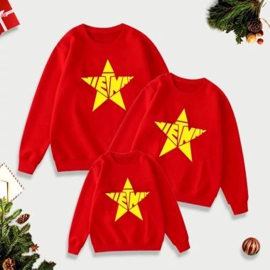 Áo nỉ cờ đỏ sao vàng cho bé và cặp đôi - Sweater nỉ bông ấm, giảm giá chỉ 65.000đ 10