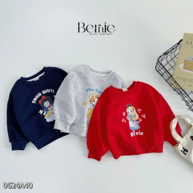 Áo Nỉ Cotton Bé Gái Thu Đông Hình Công Chúa Bernie - Cao Cấp, Mềm Mại, Giá 126.900₫