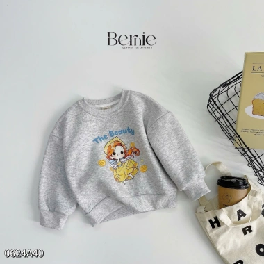 Áo Nỉ Cotton Bé Gái Thu Đông Hình Công Chúa Bernie - Cao Cấp, Mềm Mại, Giá 126.900₫