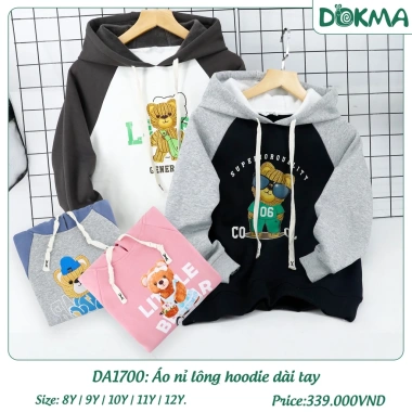 Áo Nỉ Dài Tay Hình Gấu Size Đại Dokma DA1.700, DA2.421 - Giá chỉ 299.000₫