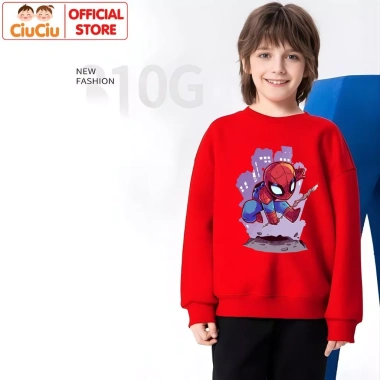 Áo Nỉ Dài Tay Thu Đông Bé Trai Người Nhện 3D CIUCIU KID - ấm áp, mềm mại 4