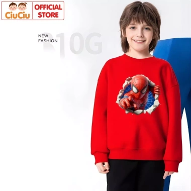 Áo Nỉ Dài Tay Thu Đông Bé Trai Người Nhện 3D CIUCIU KID - ấm áp, mềm mại 5