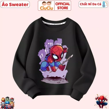 Áo Nỉ Dài Tay Thu Đông Bé Trai Người Nhện 3D CIUCIU KID - ấm áp, mềm mại 6