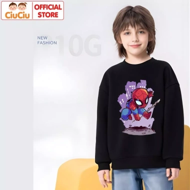 Áo Nỉ Dài Tay Thu Đông Bé Trai Người Nhện 3D CIUCIU KID - ấm áp, mềm mại 7