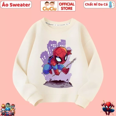 Áo Nỉ Dài Tay Thu Đông Bé Trai Người Nhện 3D CIUCIU KID - ấm áp, mềm mại 8