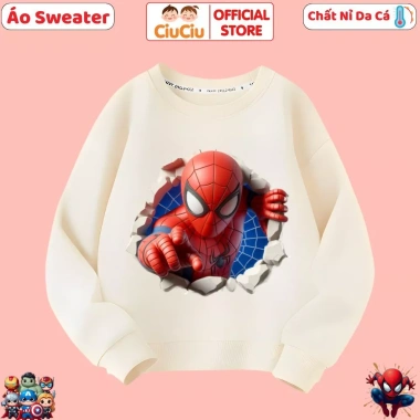 Áo Nỉ Dài Tay Thu Đông Bé Trai Người Nhện 3D CIUCIU KID - ấm áp, mềm mại 10