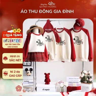 Áo nỉ gia đình tay dài in ngựa vằn, chất nỉ 2 da cao cấp, form rộng, size đủ cho cả nhà, chỉ 190k