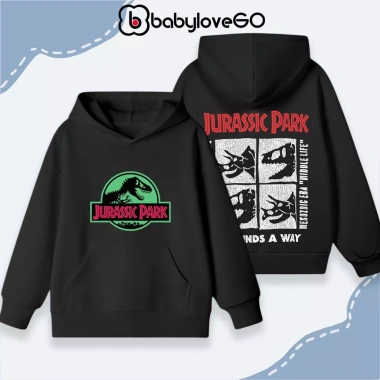 Áo nỉ hoodie babyloveGO bé trai 1-10 tuổi, ấm áp, túi, mũ in hình Khủng Long