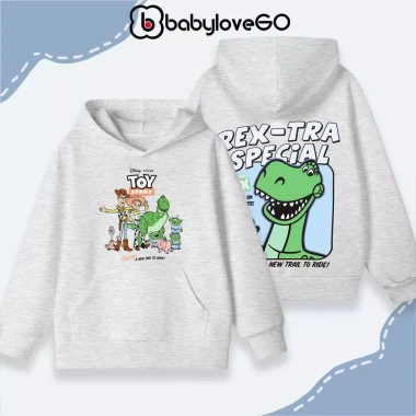 Áo nỉ hoodie babyloveGO bé trai 1-10 tuổi, ấm áp, túi, mũ in hình Khủng Long