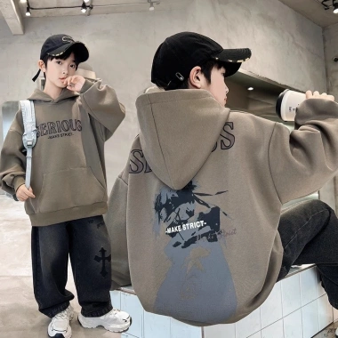 Áo nỉ hoodie bé trai thu đông, mẫu SER, size 18-52kg, nỉ bông dày, 85.000₫ 11