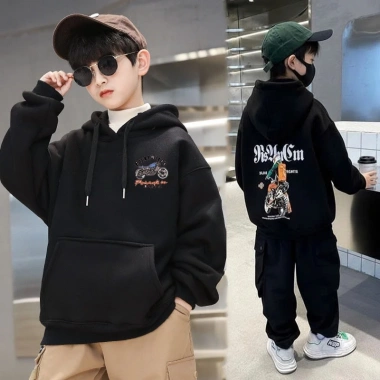 Áo nỉ hoodie bé trai thu đông, mẫu SER, size 18-52kg, nỉ bông dày, 85.000₫ 18