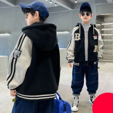 Áo nỉ hoodie bé trai thu đông, mẫu SER, size 18-52kg, nỉ bông dày, 85.000₫ 21