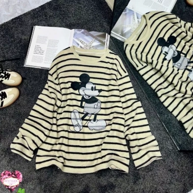 Áo Nỉ Kẻ Micky KAB New Chất Dày Mềm Mịn Form Vừa Freesize Cao Cấp Loại 1 Giá 380.000đ