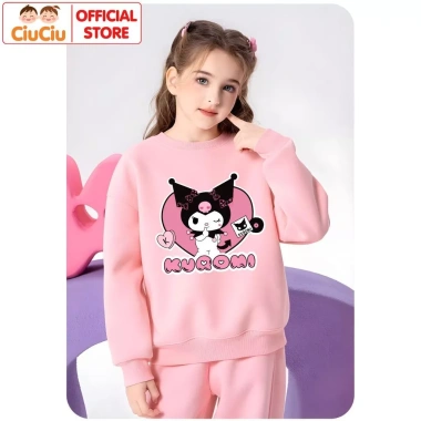 Áo Nỉ Kuromi Dài Tay Bé Gái CIUCIU KID - Cổ Tròn Vải Nỉ Da Cá, Giá Ưu Đãi 160.000₫, Giữ Ấm Thu Đông
