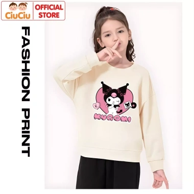 Áo Nỉ Kuromi Dài Tay Bé Gái CIUCIU KID - Cổ Tròn Vải Nỉ Da Cá, Giá Ưu Đãi 160.000₫, Giữ Ấm Thu Đông