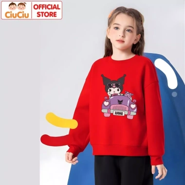 Áo Nỉ Kuromi Dài Tay Bé Gái CIUCIU KID - Cổ Tròn Vải Nỉ Da Cá, Giá Ưu Đãi 160.000₫, Giữ Ấm Thu Đông