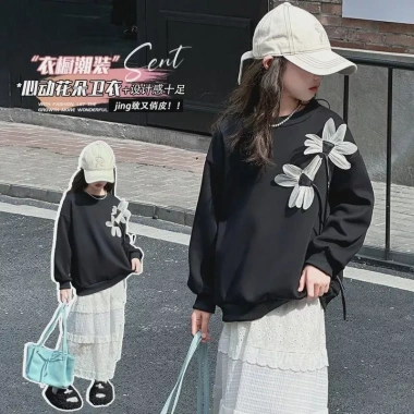 Áo nỉ mùa thu bé gái - Thời trang mùa đông, phong cách xuân‑thu, cỡ lớn vừa, giá 346.693₫