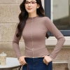 Áo nỉ nữ CARDINA nỉ bông cotton dài tay ôm cổ cao viền bèo 5YANF09 165k 4