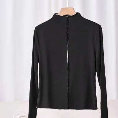 Áo nỉ nữ CARDINA nỉ bông cotton dài tay ôm cổ cao viền bèo 5YANF09 165k