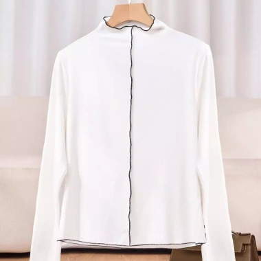 Áo nỉ nữ CARDINA nỉ bông cotton dài tay ôm cổ cao viền bèo 5YANF09 165k