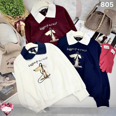 Áo Nỉ Nữ Cổ Sơ Mi In Chú Chó Dễ Thương Freesize - Chất Dày Dặn, Mềm Mịn, Hàng Quảng Châu Loại 1