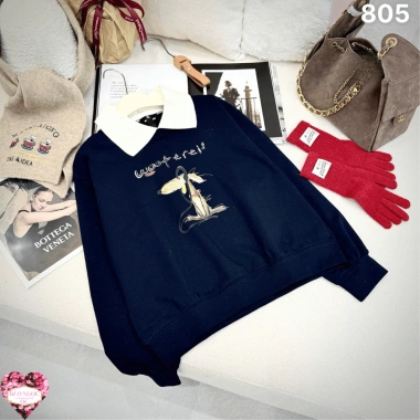 Áo Nỉ Nữ Cổ Sơ Mi In Chú Chó Dễ Thương Freesize - Chất Dày Dặn, Mềm Mịn, Hàng Quảng Châu Loại 1