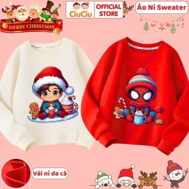 Áo Nỉ Siêu Nhân Người Nhện Noel CIUCIU KID Bé Trai - Vải Da Cá Ấm, Giá 160k giảm từ 196.8k 2