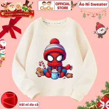Áo Nỉ Siêu Nhân Người Nhện Noel CIUCIU KID Bé Trai - Vải Da Cá Ấm, Giá 160k giảm từ 196.8k 6