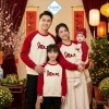 Áo Nỉ Sweater Famistyle cho gia đình - Kem phối tay đỏ, in chữ Love, 2 da cao cấp, mềm mịn thoáng khí 2