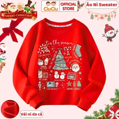 Áo Nỉ Sweater Giáng Sinh Bé Trai & Bé Gái - Vải Nỉ Da Cá Giữ Nhiệt CIUCIU KID