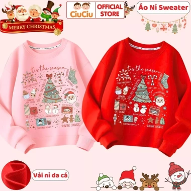 Áo Nỉ Sweater Giáng Sinh Bé Trai & Bé Gái - Vải Nỉ Da Cá Giữ Nhiệt CIUCIU KID 2
