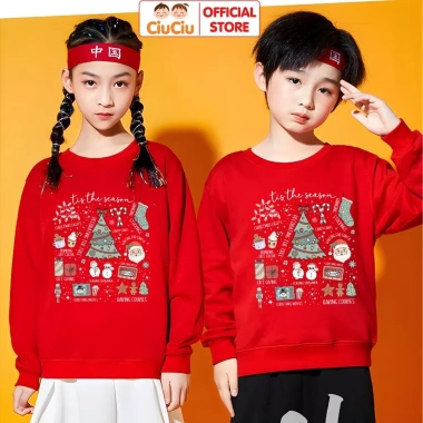 Áo Nỉ Sweater Giáng Sinh Bé Trai & Bé Gái - Vải Nỉ Da Cá Giữ Nhiệt CIUCIU KID 4