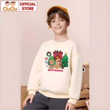 Áo Nỉ Sweater Giáng Sinh Hình Capybara Noel cho Bé Trai & Bé Gái - CIUCIU KID Vải Nỉ Da Cá 6