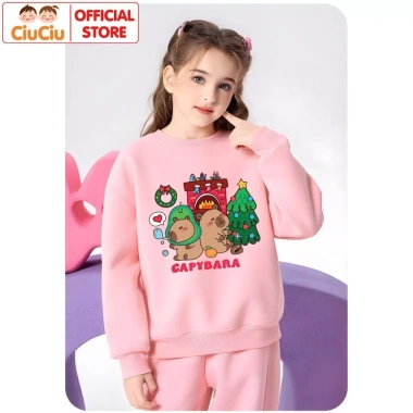 Áo Nỉ Sweater Giáng Sinh Hình Capybara Noel cho Bé Trai & Bé Gái - CIUCIU KID Vải Nỉ Da Cá 9