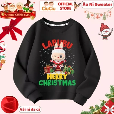 Áo Nỉ Sweater Labubu Noel Giáng Sinh cho Bé Trai và Bé Gái – Vải Nỉ Da Cá Giữ Nhiệt, Giá 160.000 VND (Giảm từ 195.200 VND) 5