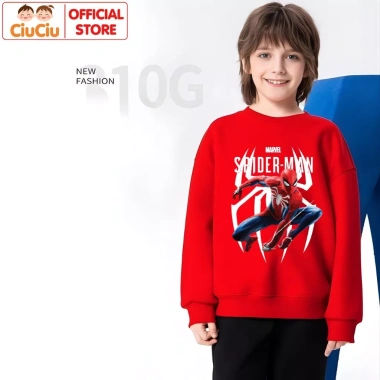 Áo Nỉ Sweater Người Nhện CIUCIU KID Cho Bé Trai Dài Tay Thu Đông Cổ Tròn Vải Da Cá Mềm Giá Ưu Đãi 160k