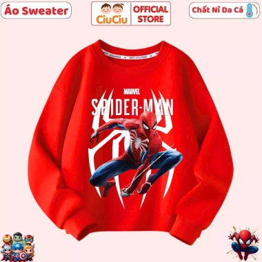 Áo Nỉ Sweater Người Nhện CIUCIU KID Cho Bé Trai Dài Tay Thu Đông Cổ Tròn Vải Da Cá Mềm Giá Ưu Đãi 160k 2