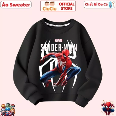 Áo Nỉ Sweater Người Nhện CIUCIU KID Cho Bé Trai Dài Tay Thu Đông Cổ Tròn Vải Da Cá Mềm Giá Ưu Đãi 160k 4