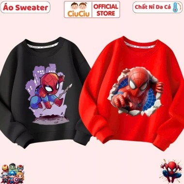 Áo Nỉ Sweater Người Nhện CIUCIU KID Cho Bé Trai Dài Tay Thu Đông Cổ Tròn Vải Da Cá Mềm Giá Ưu Đãi 160k 9